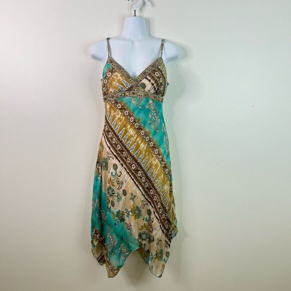 La Belle Dresses & Skirts - La Belle Teal and Cream Midi Dress